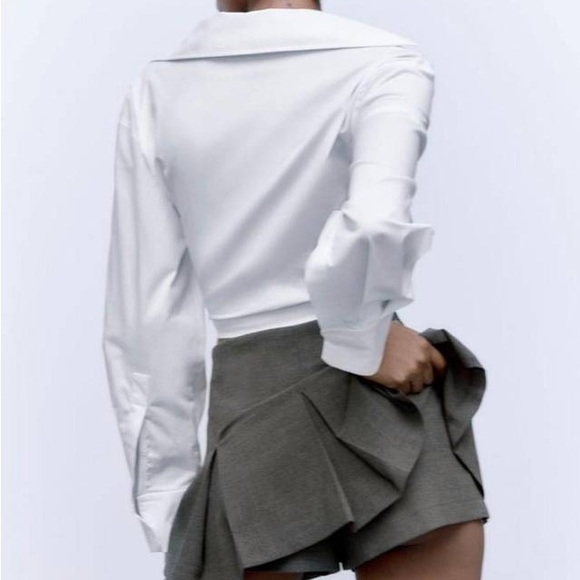LAST ONE! BLOGGER'S FAVE! Famous Zara Box Pleat Skort Gray NWT - Picture 2 of 15